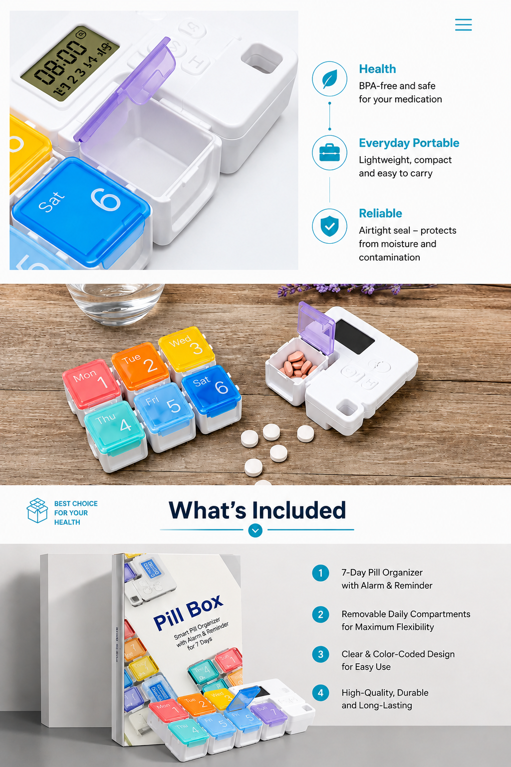 Smart Pill Organizer with Alarm & Reminder